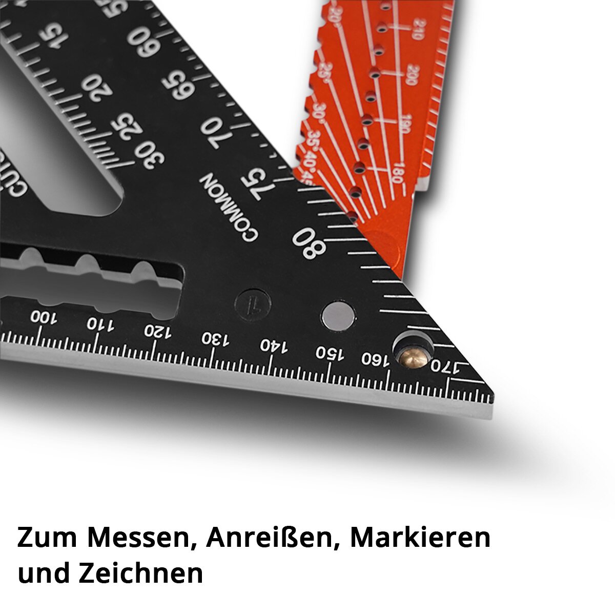 Triangle d'angle de l'usine en acier avec un couteau au plafond en aluminium d'attaque | Triangle d'angle Matt | Zimmermannswinkel | Angle multifonctionnel pour une mesure précise, des déchirures, du marquage et du dessin