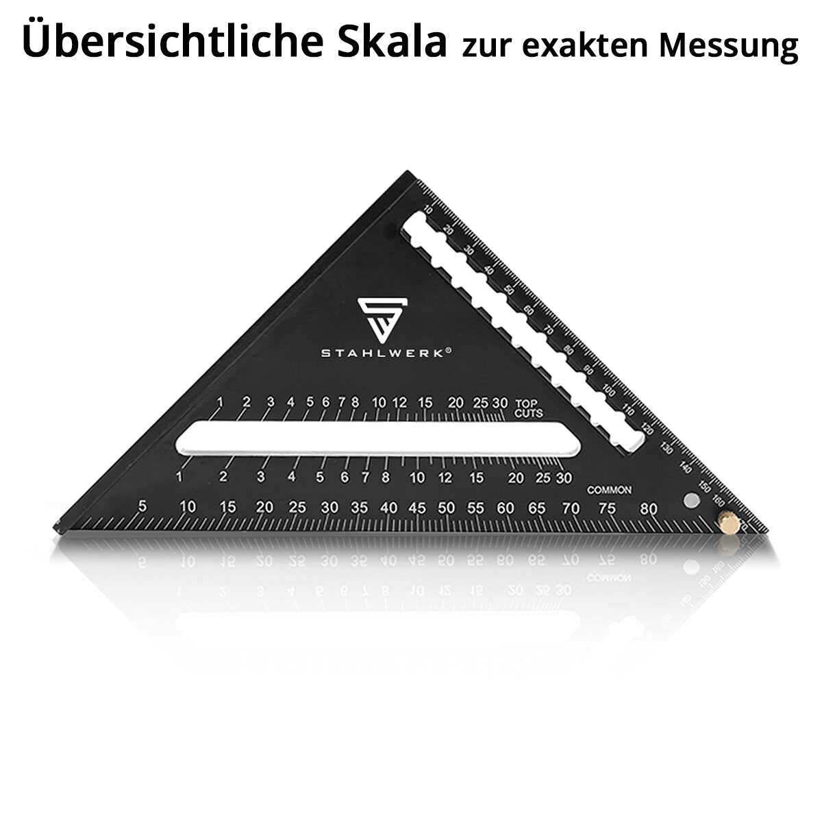 Triangle d'angle de l'usine en acier avec un couteau au plafond en aluminium d'attaque | Triangle d'angle Matt | Zimmermannswinkel | Angle multifonctionnel pour une mesure précise, des déchirures, du marquage et du dessin