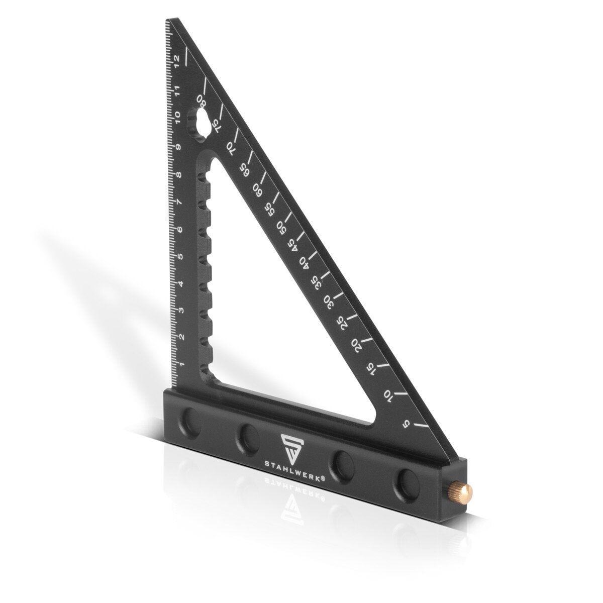 Triangle de winkeld Steelworks avec arrêt et marquage d'aiguille métrique angle d'aluminium-angelline | Triangle d'angle Matt | Zimmermannswinkel pour la mesure précise, déchirée, marque et dessiner