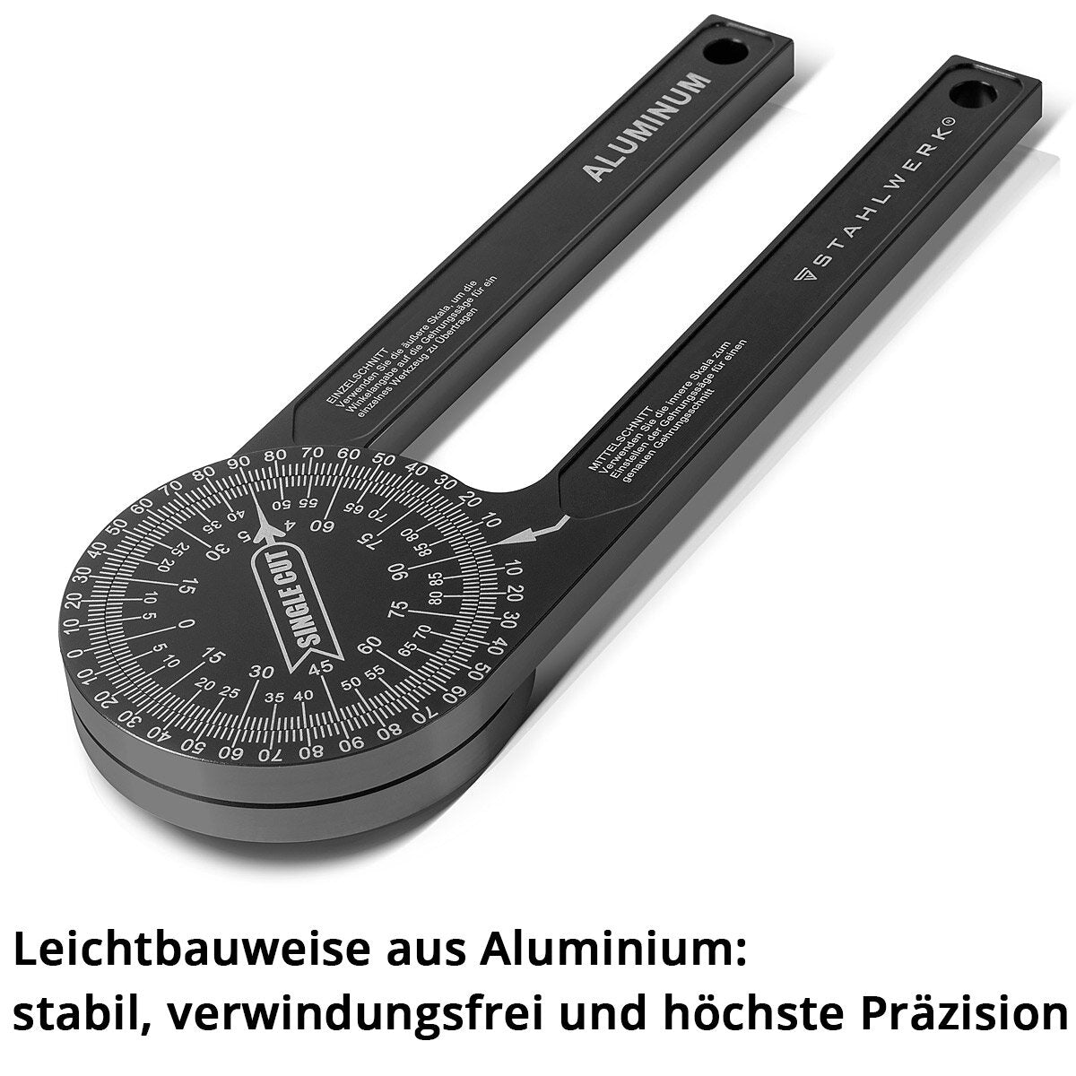 Steel mechanism vertebral knife 360 ​​° degrees aluminum miter cure knife | Angle measuring device | Face | Winkellineal | Goniometer | Measurement tool for precise miter cuts