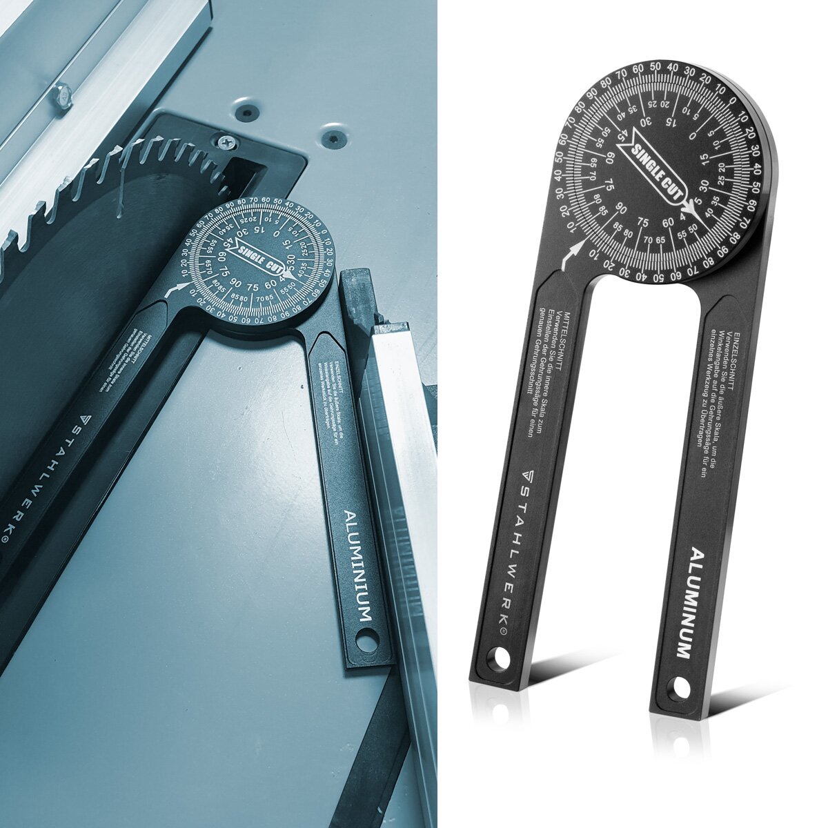 Steel mechanism vertebral knife 360 ​​° degrees aluminum miter cure knife | Angle measuring device | Face | Winkellineal | Goniometer | Measurement tool for precise miter cuts