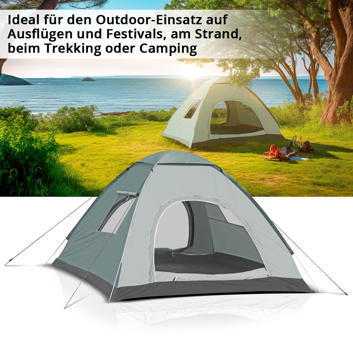 Tent de camping Stahlwerk Z-200 ST 200 x 200 cm Tent pop-up auto-construit | Tent Wurf | Igluzelt | Tente pliante | Tent à dôme | Tente de randonnée | Tente pour 2-3 personnes, y compris le sac de transport