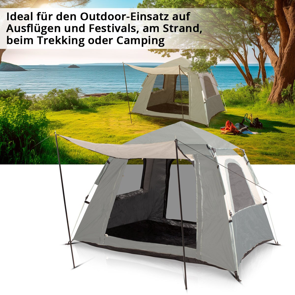 Tente de camping en acier Z-210 x 160 cm Tent pop-up auto-construction | Tent Wurf | Igluzelt | Tente pliante | Tent à dôme | Tente de randonnée | Tente pour 1-2 personnes, y compris le sac de transport
