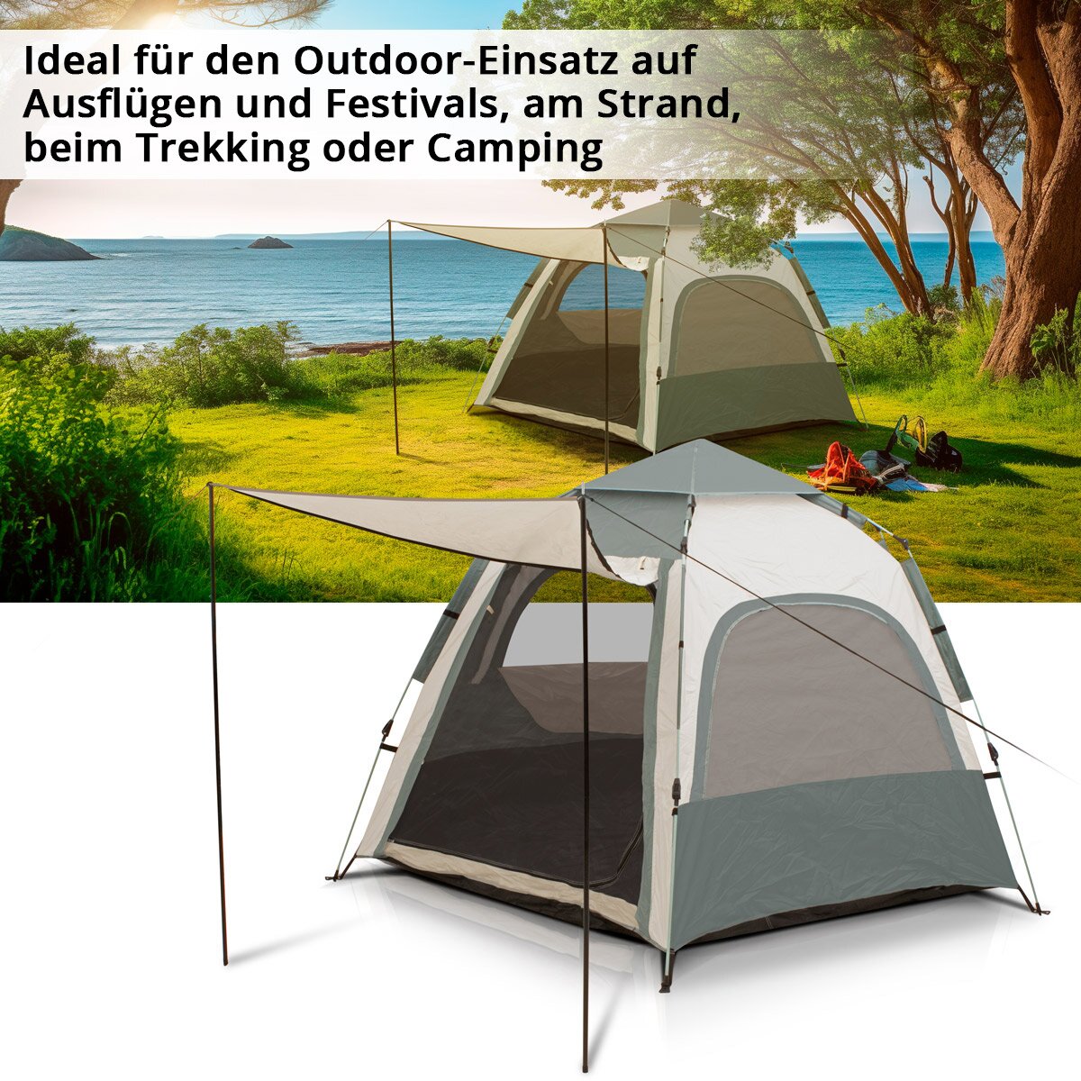 Tienda de campamento Steelworks Z-273 ST 273 x 273 CM Tienda emergente auto-construcción | Carpa wurf | Igluzelt | Carpa plegable | Carpa domo | Carpa de trekking | Tienda para 3-4 personas, incluida la bolsa de transporte