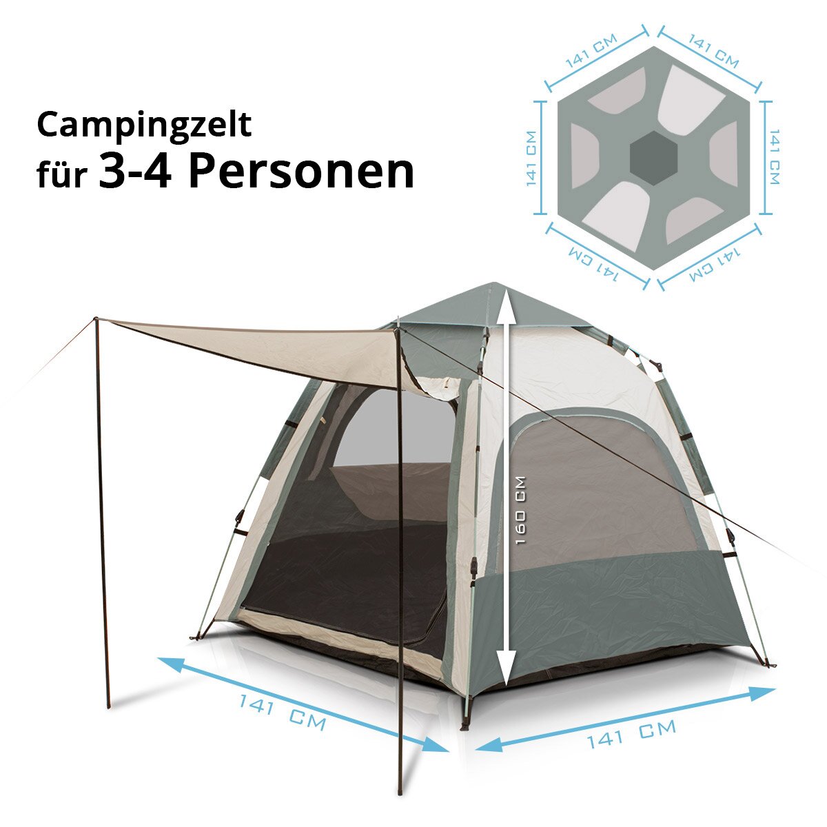 Tienda de campamento Steelworks Z-273 ST 273 x 273 CM Tienda emergente auto-construcción | Carpa wurf | Igluzelt | Carpa plegable | Carpa domo | Carpa de trekking | Tienda para 3-4 personas, incluida la bolsa de transporte