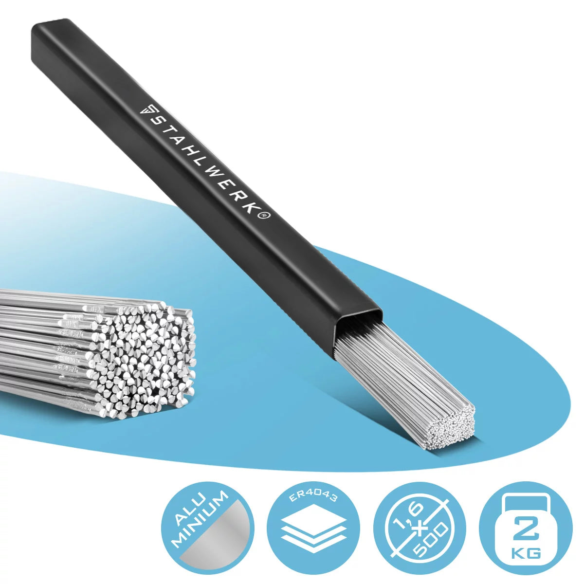 Steelwork WIG welding sticks er4043SI5 aluminum updated / Ø 1.6 mm x 500 mm / 2 kg / including storage box