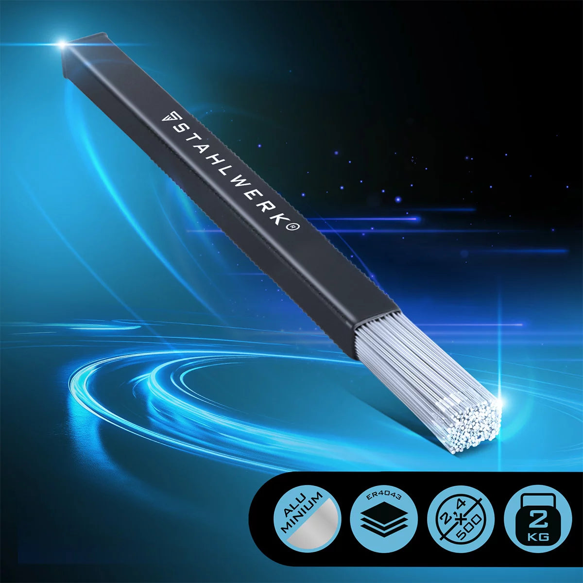 Steel mill WIG welding sticks er4043Si5 aluminum up / Ø 2.4 mm x 500 mm / 2 kg / including storage box