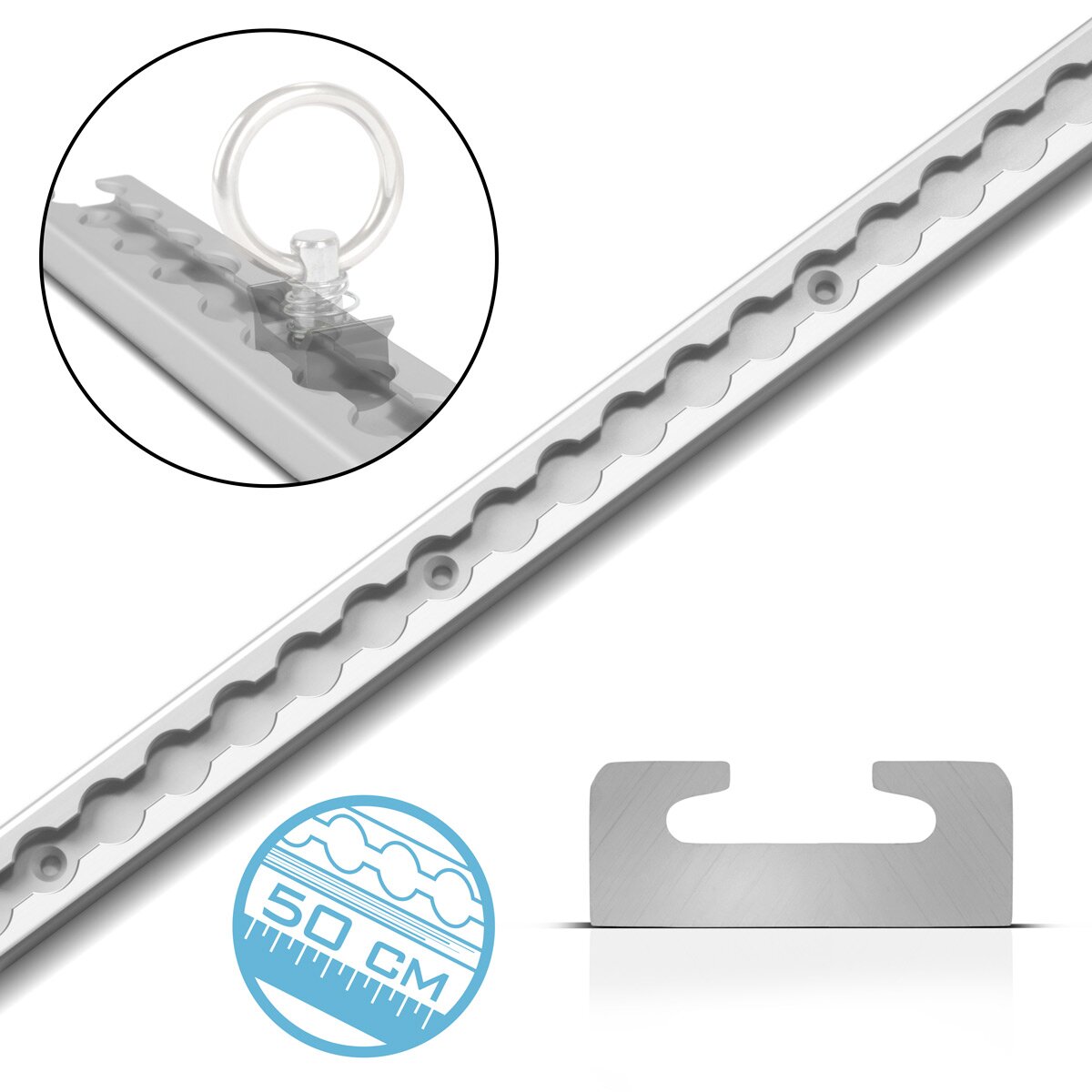 STAHLWERK Zurrschiene 50 cm Airlineschiene | Befestigungsschiene | Befestigungsleiste aus Aluminium mit integrierten Bohrlöchern zur Ladungssicherung beim Transport