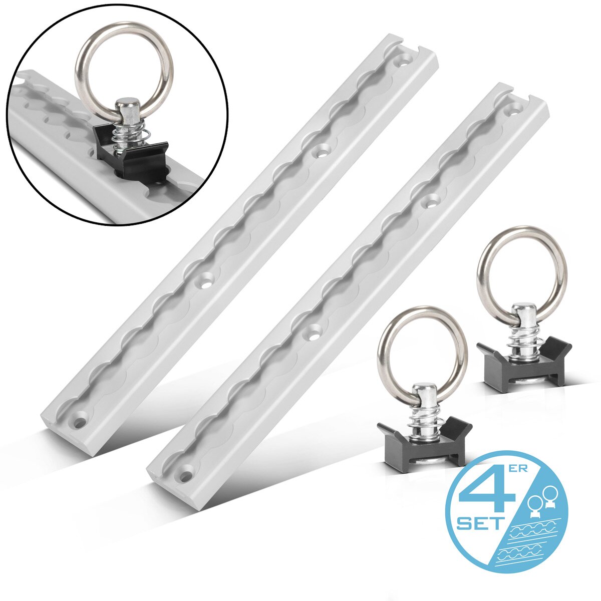 STAHLWERK Zurrschienen Set LRS-30 ST mit Zurrösen 30 cm Airlineschiene aus Aluminium mit integrierten Bohrlöchern zur Ladungssicherung beim Transport