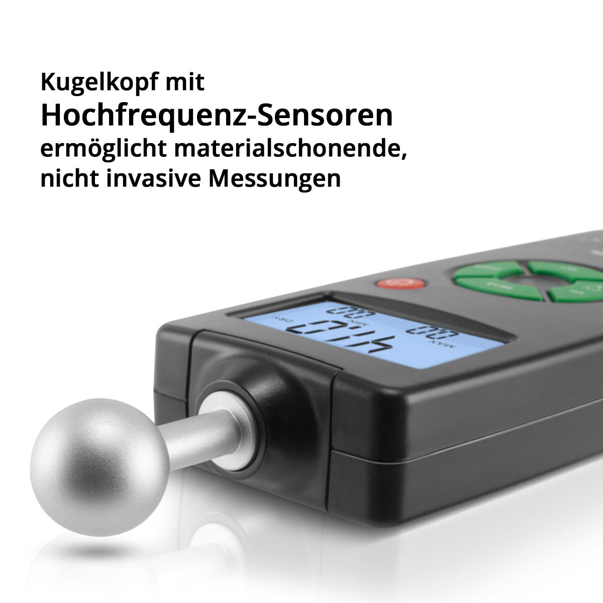 STAHLWERK FM-100 ST Profi Feuchtigkeitsmessgerät mit 40 mm Messtiefe und Kugelkopf, präziser Feuchtigkeitsmesser / Feuchtemesser für Wände, Holz, Putz, Gips und Zement