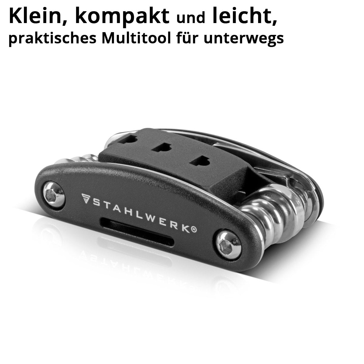 STAHLWERK Multitool / Multifunktionswerkzeug / 16 in 1 Fahrrad Reparaturwerkzeug / Radwerkzeug für unterwegs