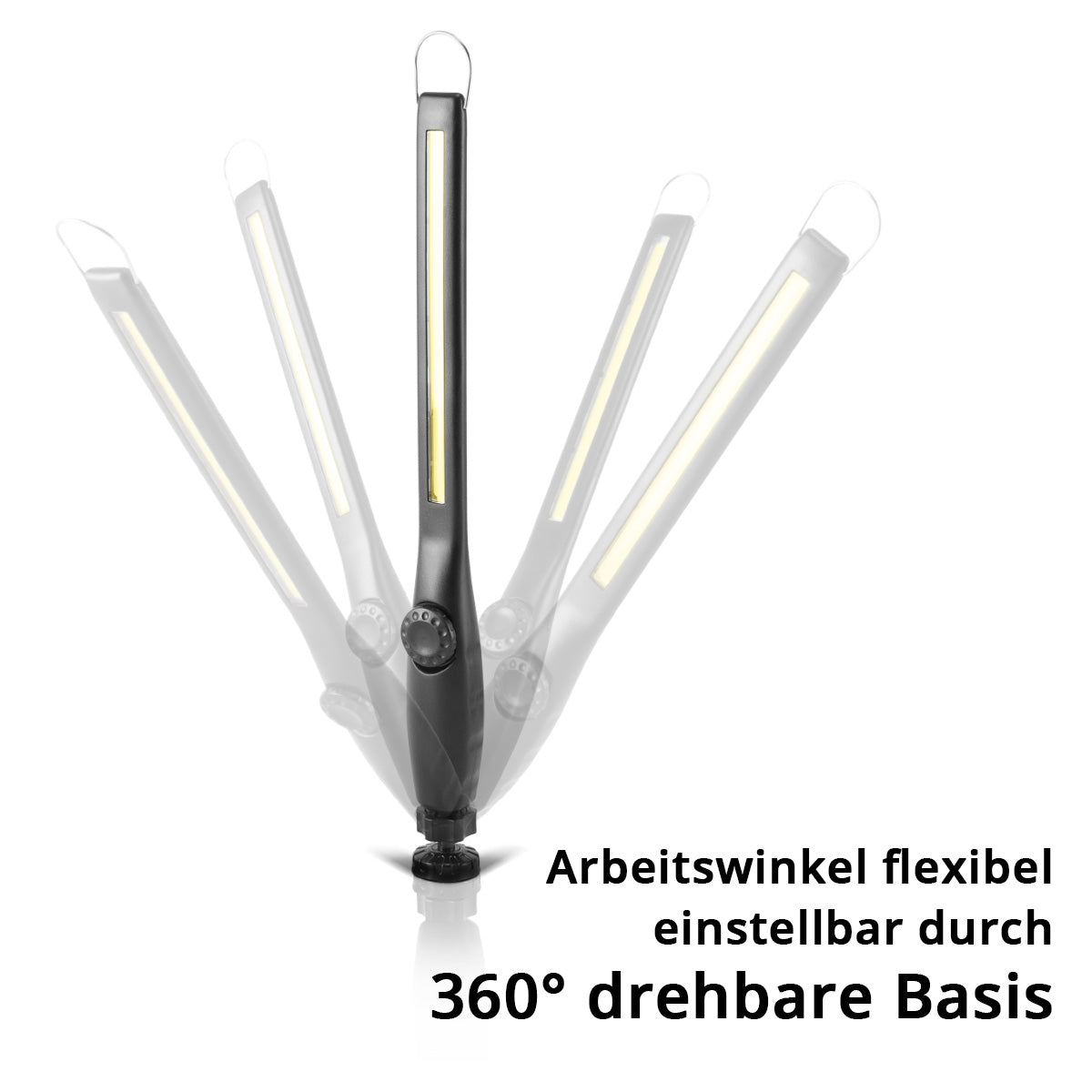 Lámpara LED de trabajo de acero AL-300 ST potente lámpara estable / lámpara estable / linterna con batería integrada, conexión USB y pie magnético giratorio, continuamente ajustable