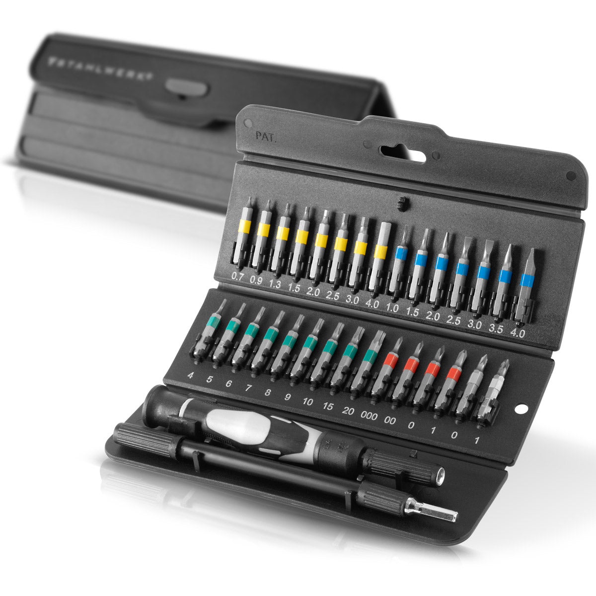 Steelworks Charrover di precisione in 32 parti e set di bit in vanadio cromatico con estensione flessibile e manico telescopico