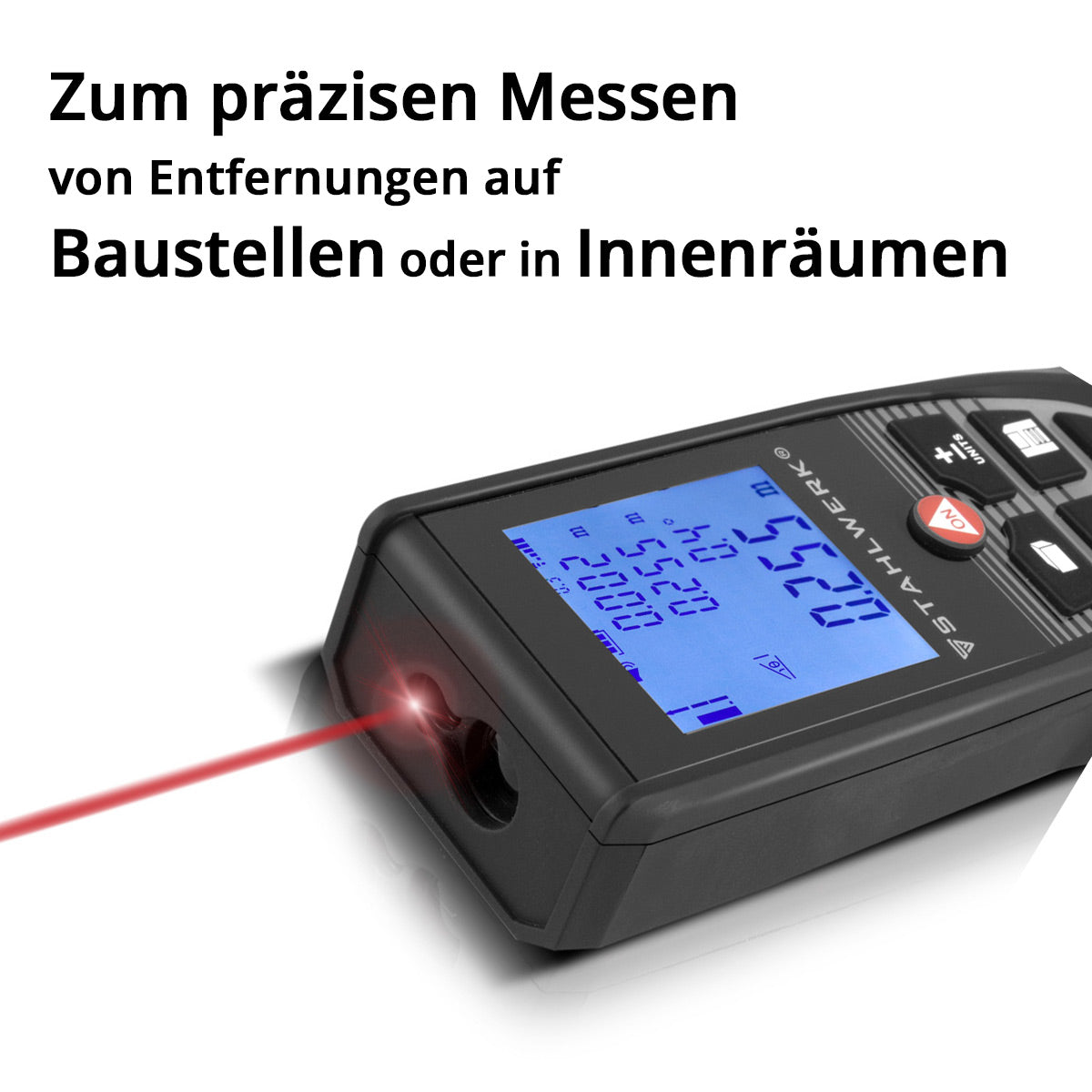 Couteau à déménagement en acier Laser L-40 ST jusqu'à 40 m Couteau de distance avec dispositif de mesure numérique, distance et distance de distance à distance pour les distances et la teneur en espace sur les sites de construction ou à l'intérieur