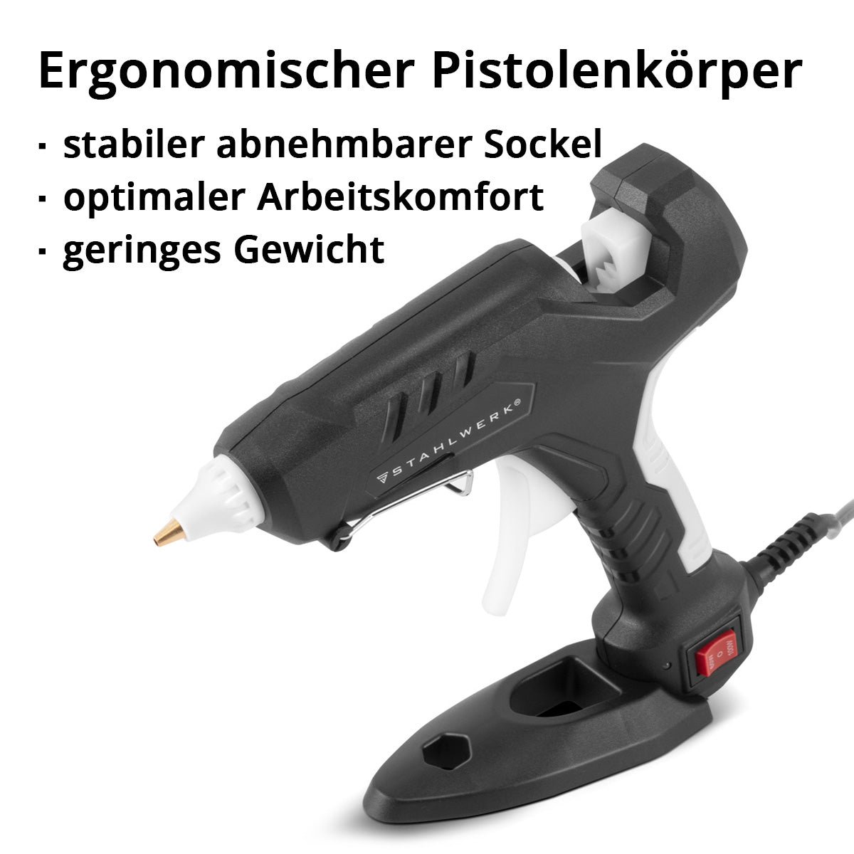 STAHLWERK Heißklebepistole HKP-100DT ST Profi-Klebepistole / Heißkleber / Schmelzklebepistole mit Rückschlagventil und 100 Watt für 11 mm Heißklebestifte