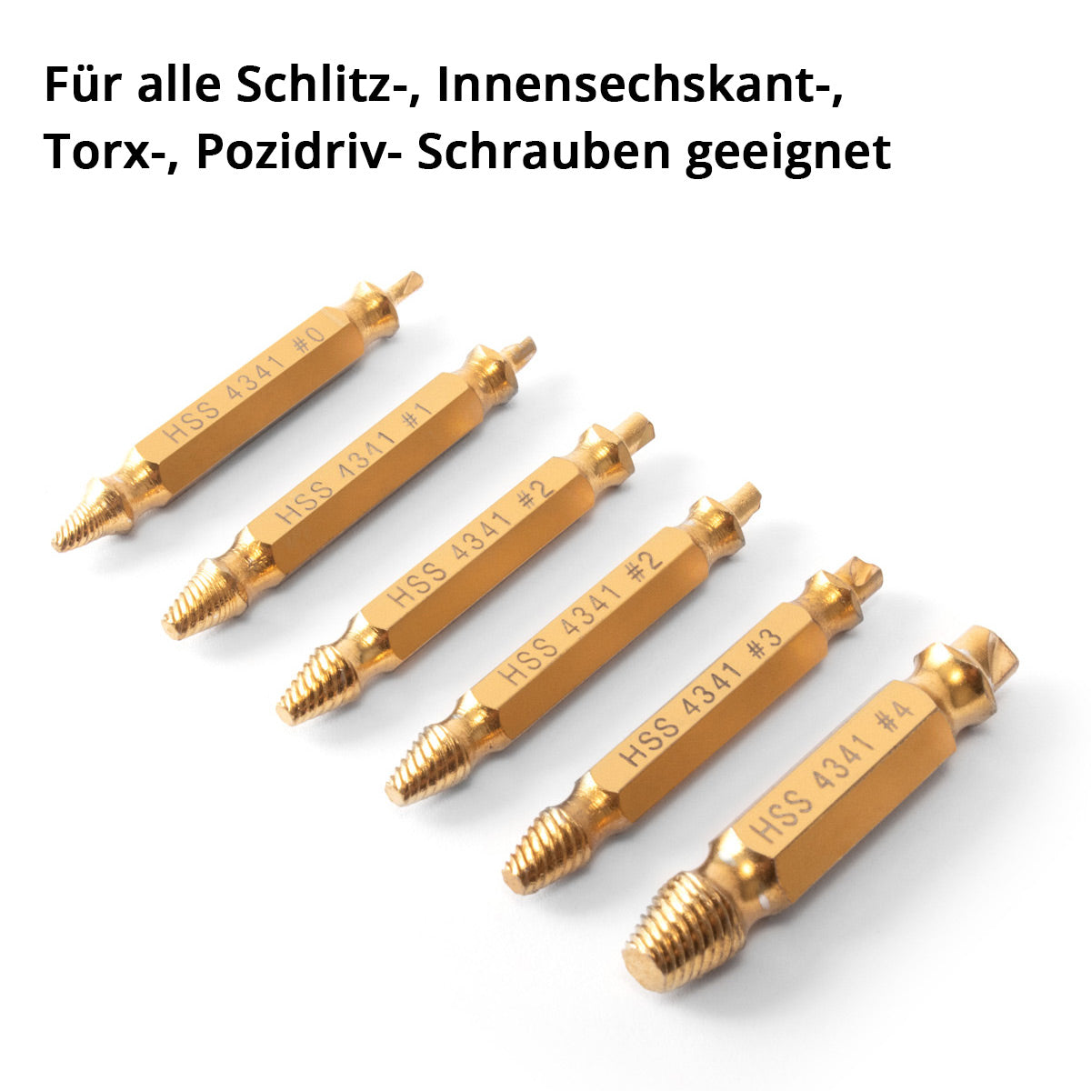 Steelworks left outlet / screw remover / damaged screws outlet 6 Set / hardened HSS steel
