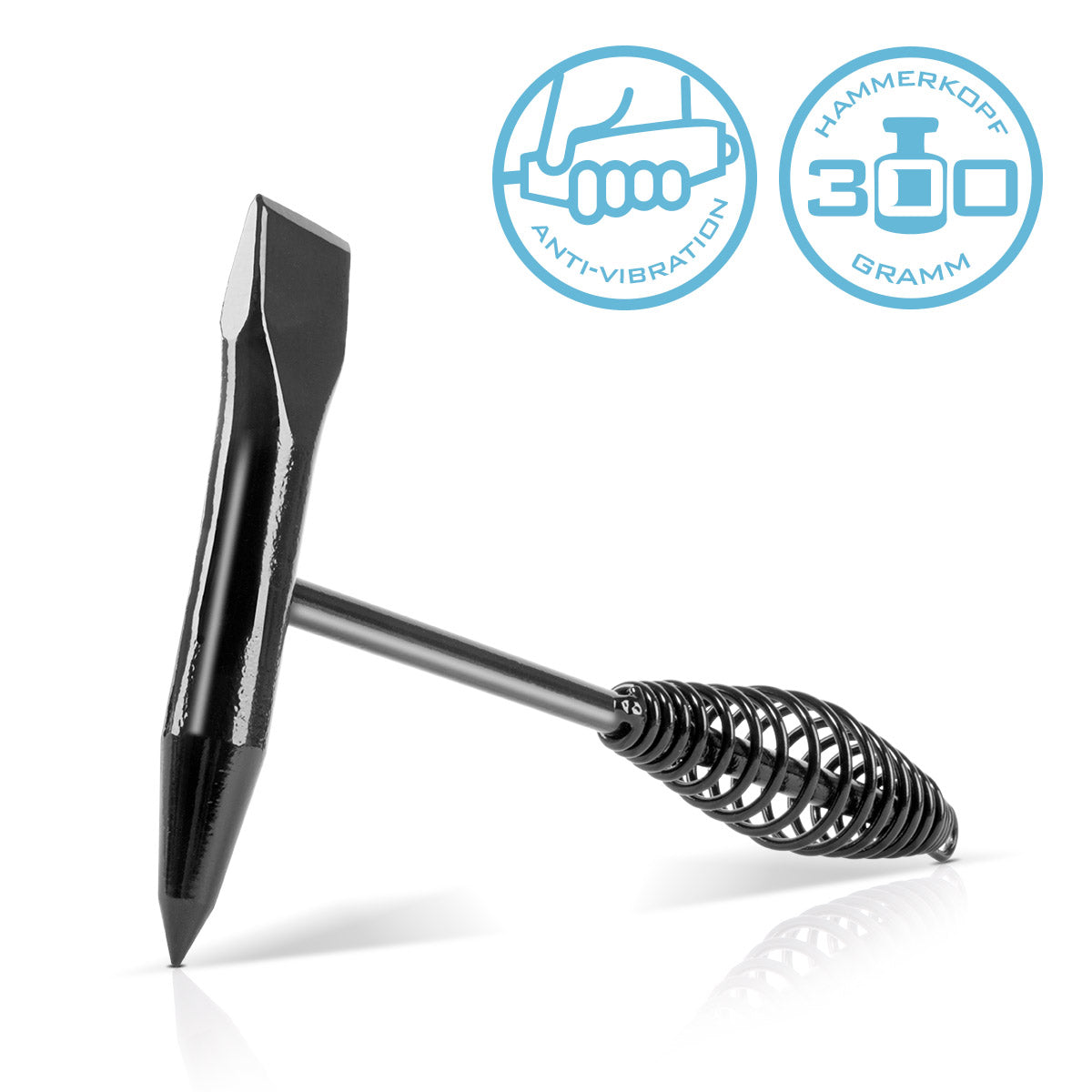 STAHLWERK Schlackehammer / Schweißerhammer 300 g robuster Schlackenhammer aus Stahl, Spitz- und Flachmeißel mit vibrationshemmendem Griff