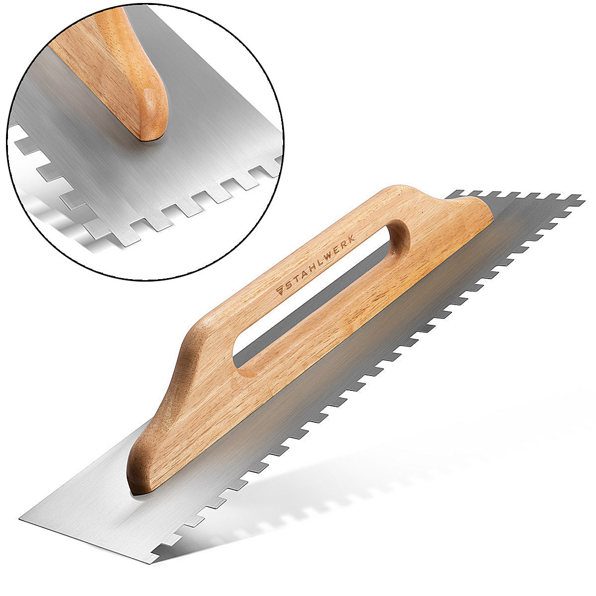 Steel mill two-hand smoothing trowel 140 x 500 mm with 10 mm rectangular toothing, high-quality professional carbon steel cleaning trowel / eaves / smooth trowel / Swiss trowel