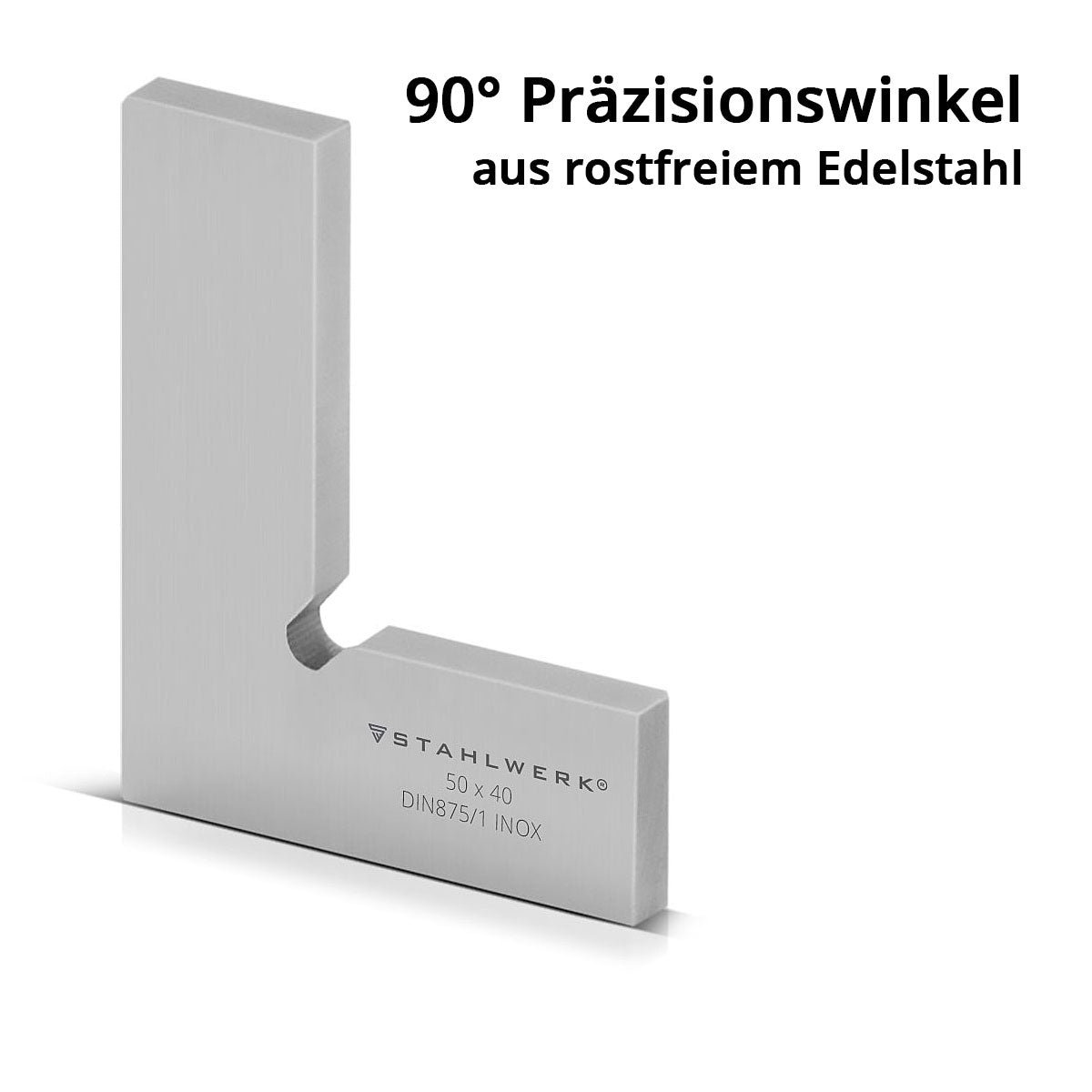 STAHLWERK Flachwinkel 90° 50 x 40 mm DIN 875/1 Kontrollwinkel / Schlosserwinkel / Anschlagwinkel / Präzisionswinkel aus rostfreiem Edelstahl