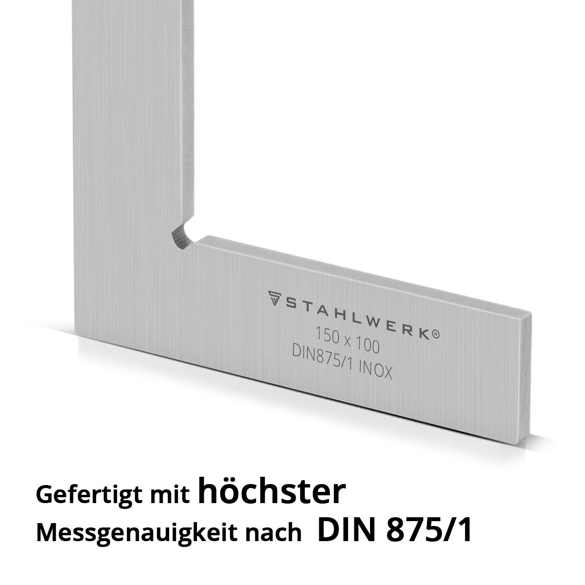 STAHLWERK Flachwinkel 90° 150 x 100 mm DIN 875/1 Kontrollwinkel / Schlosserwinkel / Anschlagwinkel / Präzisionswinkel aus rostfreiem Edelstahl