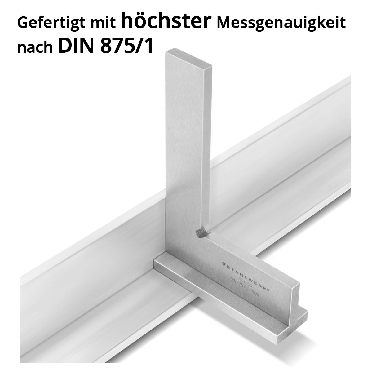 STAHLWERK Anschlagwinkel 90° 75 x 50 mm DIN 875/1 Schlosserwinkel / Winkelanschlag / Präzisionswinkel aus rostfreiem Edelstahl