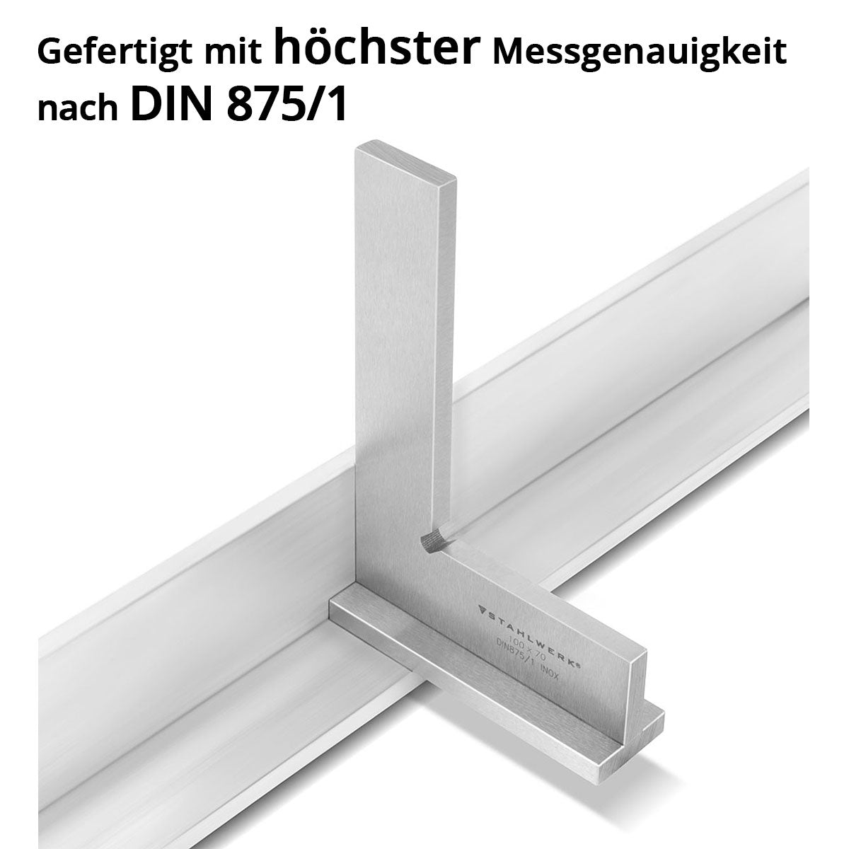 STAHLWERK Anschlagwinkel 90° 100 x 70 mm DIN 875/1 Schlosserwinkel / Winkelanschlag / Präzisionswinkel aus rostfreiem Edelstahl