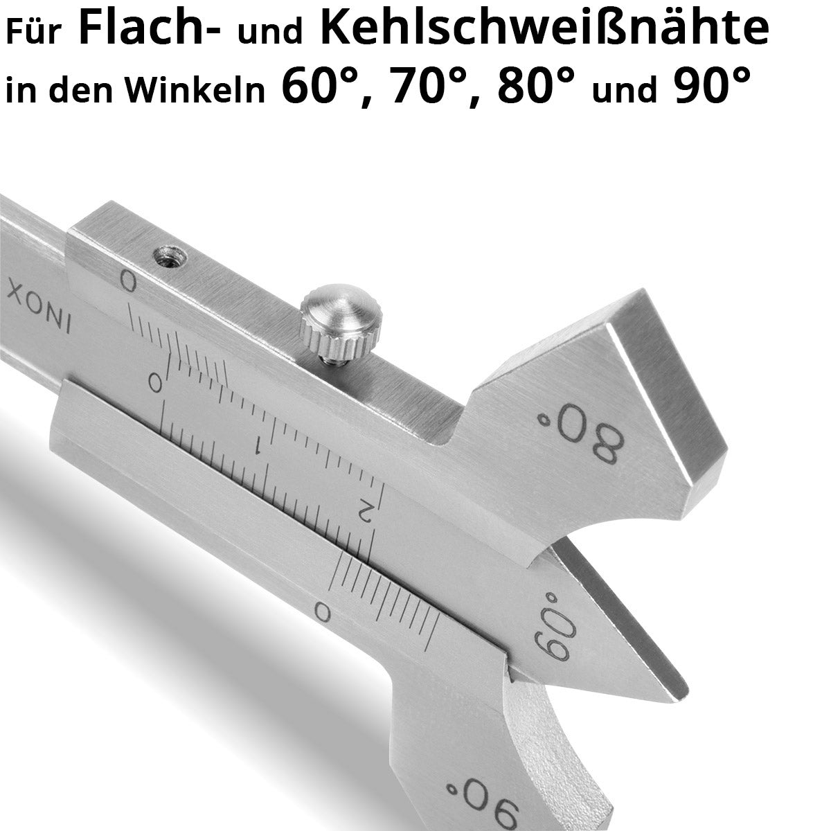STAHLWERK Schweißnahtlehre 0-20 mm Messlehre für Schweißnähte mit Schieber aus gehärtetem Edelstahl im Kunstleder-Etui