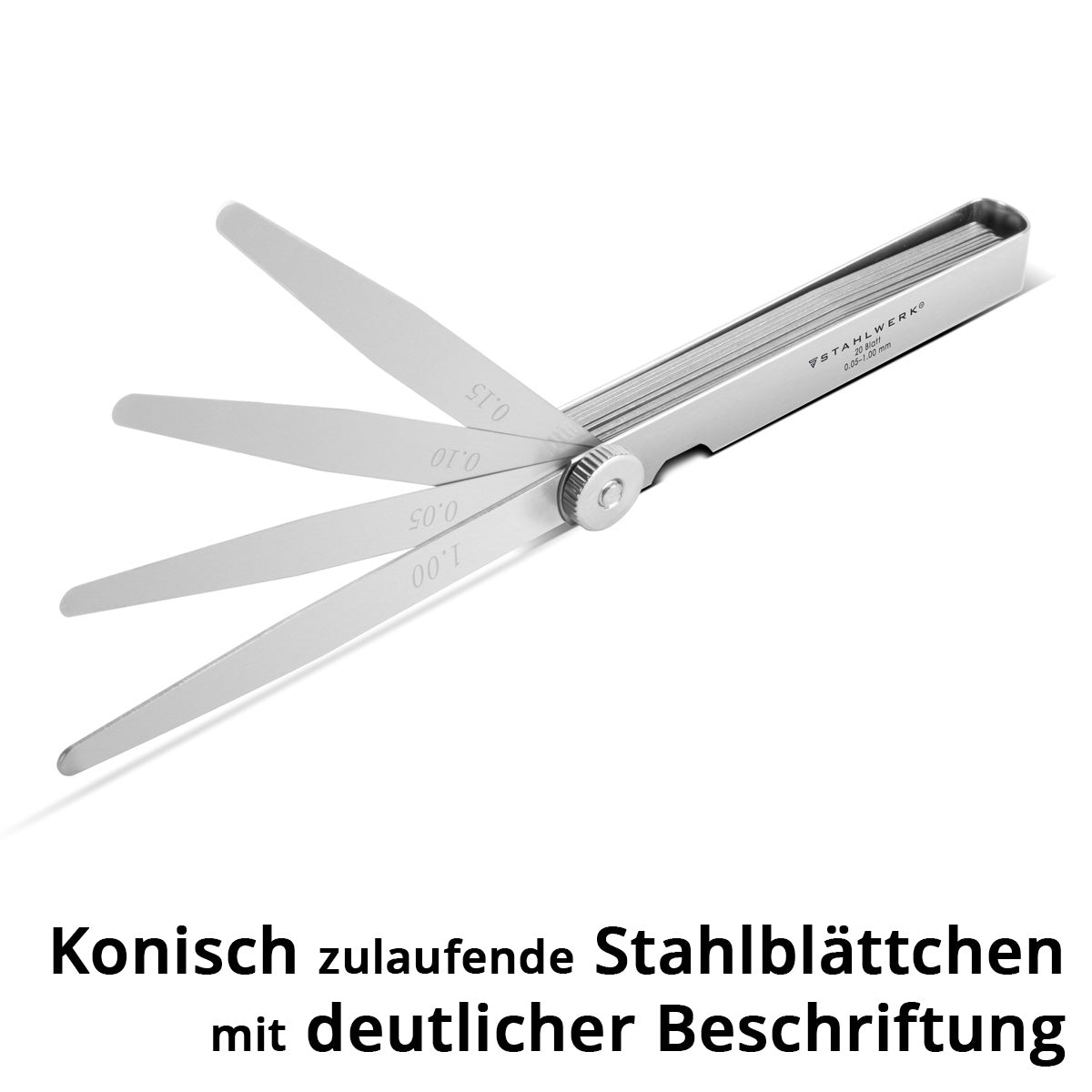 Steelworks sensor teaching 0.05-1 mm 20 precision leaves made of hardened stainless steel according to DIN 2275, metric distance teaching / valve teaching / leaf theory / gaps