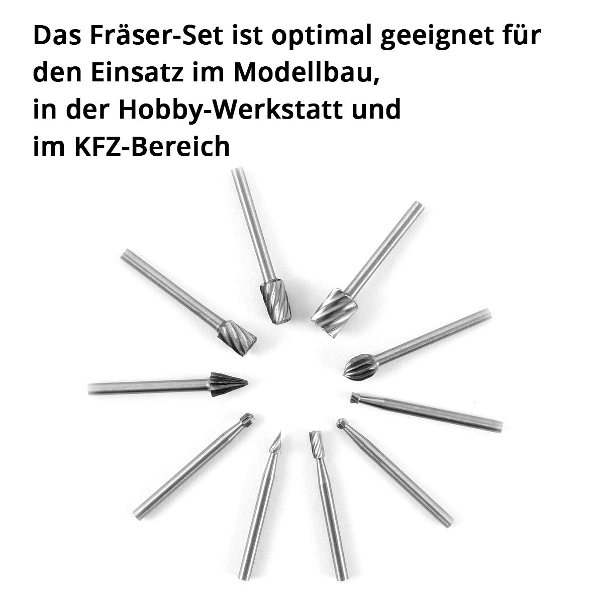 STAHLWERK Fräser-Set für Multifunktionswerkzeuge aus hochwertigem HSS-Stahl 10-teilig