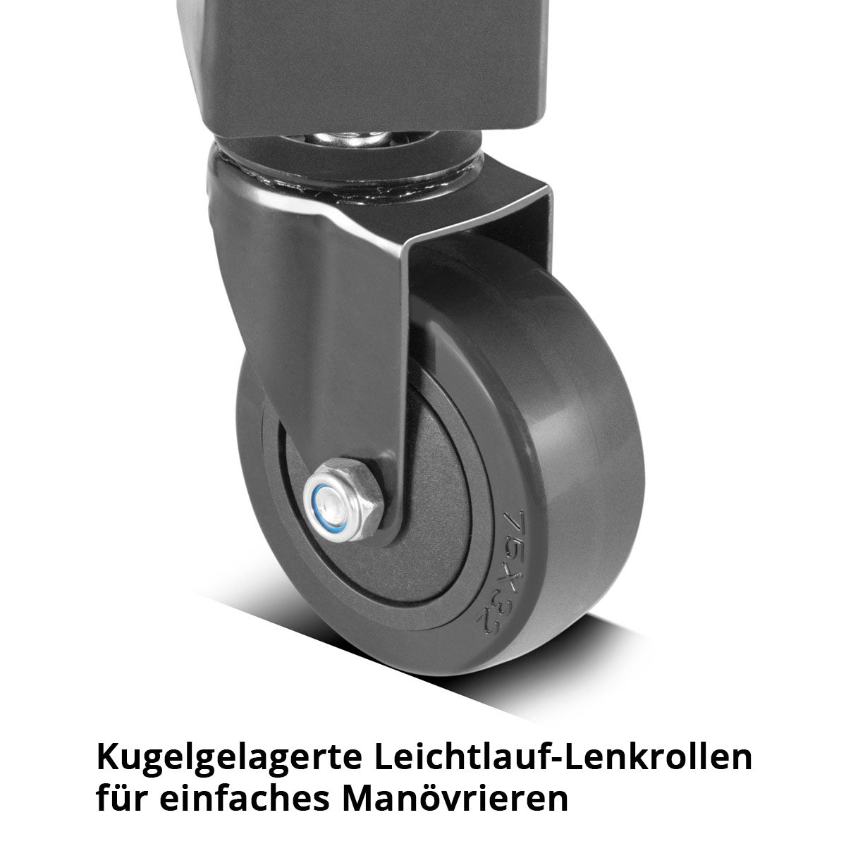 STAHLWERK Höhenverstellbarer Werkstatthocker VWH-300 ST mit großem Ablagefach, bis 136 kg belastbar, 59-76 cm Sitzhöhe, Rollsitz / Rollhocker mit kugelgelagerten Leichtlauf-Lenkrollen
