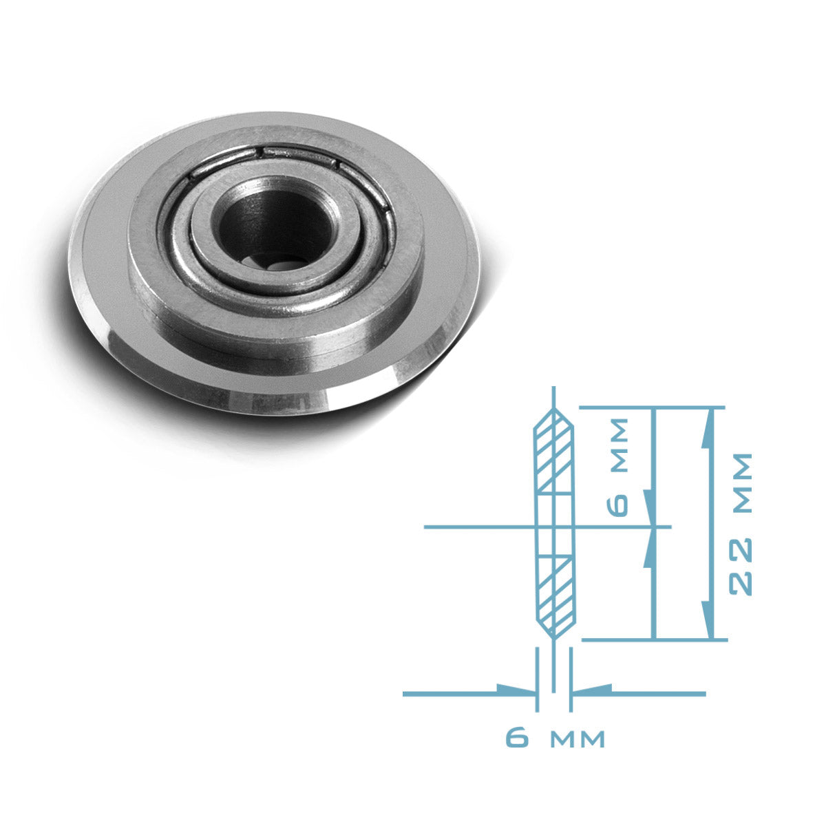 Acciaio in acciaio piastrelle universali cuora 2 22 x 6 x 6 mm con energia di taglio 14 mm per taglieri di piastrelle, ruota di taglio premium con cuscinetto a sfera per un taglio preciso di piastrelle ceramiche