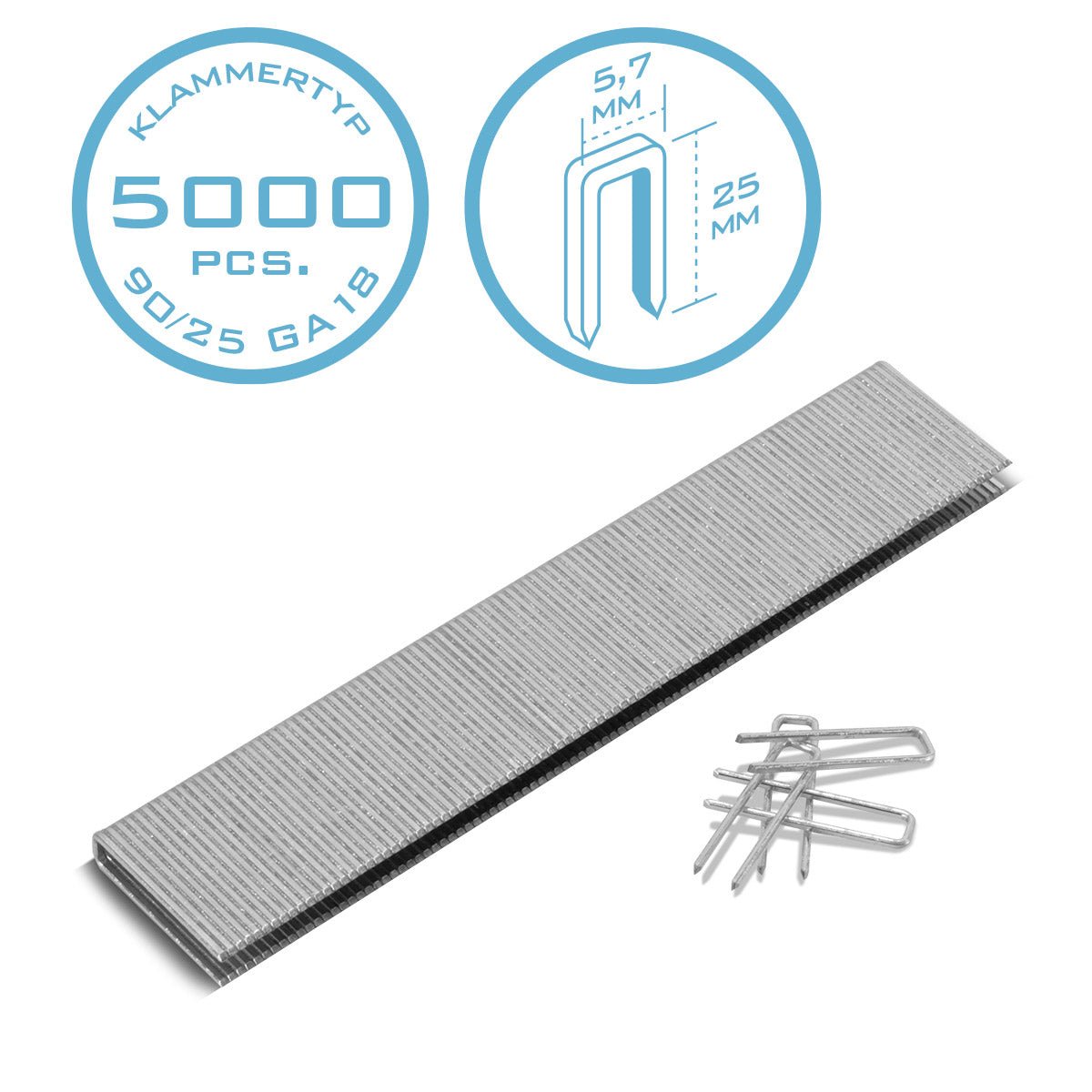 STAHLWERK Heftklammern Typ 90 (1,25 x 1,0 mm) mit 25 mm Länge im 5000er Set | Tackerklammern | Klammern für Handtacker, Drucklufttacker und Elektrotacker Typ 90 25 mm