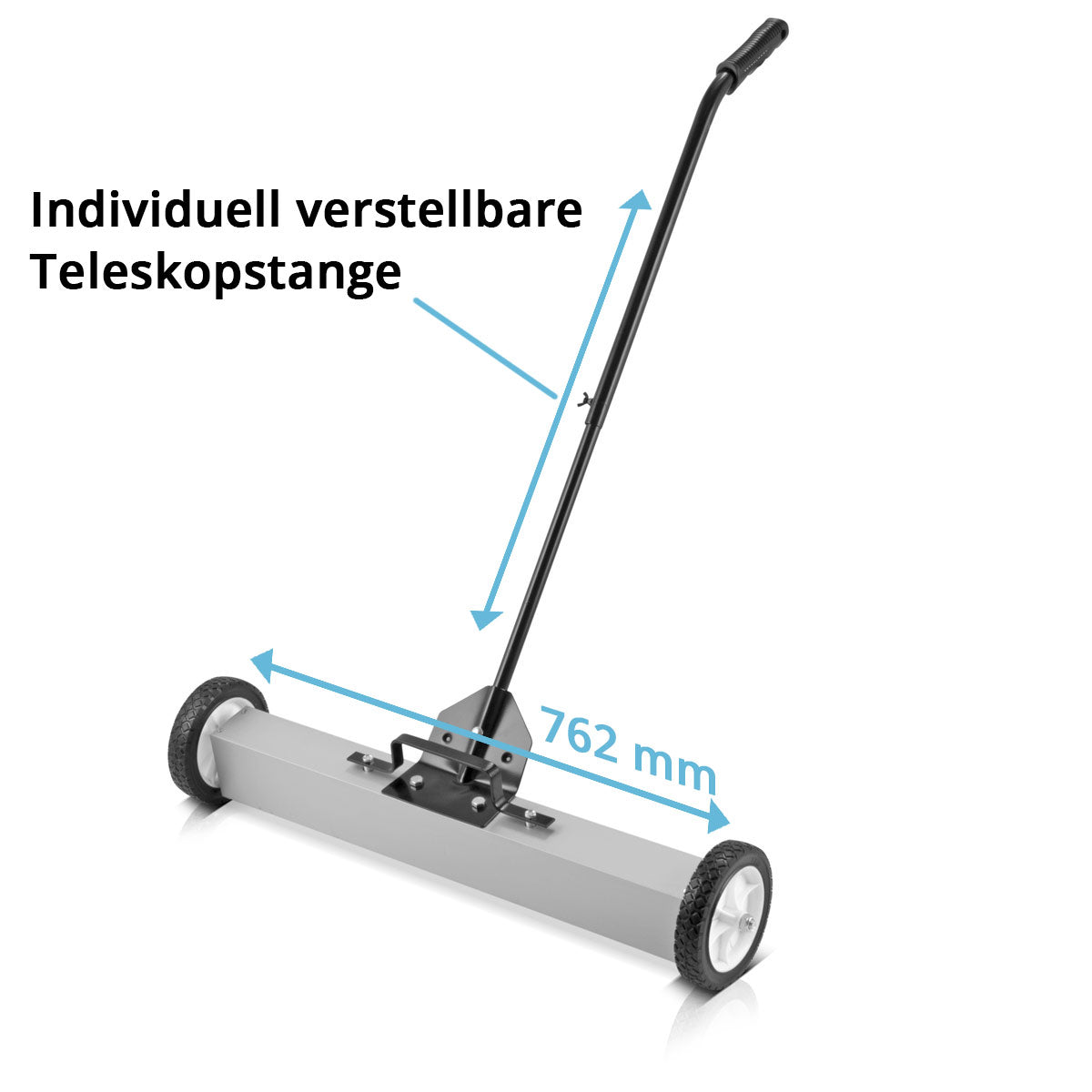 STAHLWERK Magnet-Bodenkehrer MBK-30 ST mit 762 mm Breite und 20 kg Fassungsvermögen, Magnetbesen / Spänesammler / Magnetische Kehrmaschine für Metallspäne, Schrauben, Nägel und andere magnetische Kleinteile