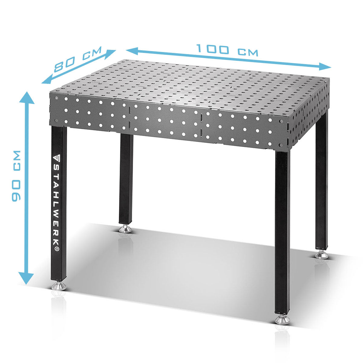 STAHLWERK 3D Schweißtisch WT-100 3D ST mit 1.000 kg Tragkraft, D16 Lochsystem und 6 mm Arbeitsplatte 100 x 80 cm, Montagetisch DIY-Bausatz zum Selbstschweißen aus Carbonstahl mit nivellierbaren Füßen