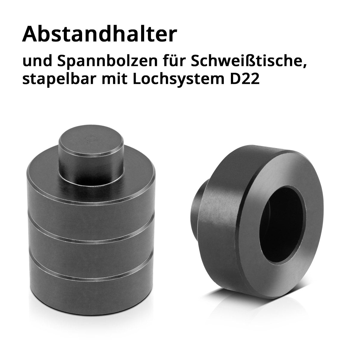STAHLWERK Schweißtisch-Zubehör-Set für D22 Lochsystem mit Magnetanschlägen, Schraubzwinge, Anschlag-, Spann- und Zentrierbolzen