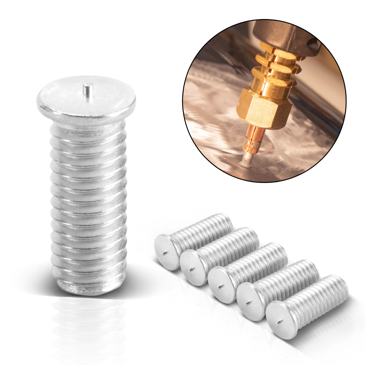STAHLWERK Aluminium Schweißbolzen M6 Gewinde 100er Set, Smart Repair Zubehör für Ausbeulspotter / Dellenlifter / Punktschweißgerät / Ausbeulwerkzeug zur professionellen Reparatur von Kfz Karosserien