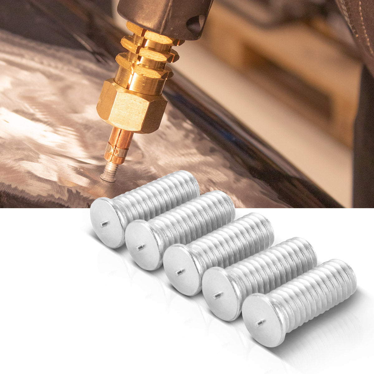STAHLWERK Aluminium Schweißbolzen M6 Gewinde 100er Set, Smart Repair Zubehör für Ausbeulspotter / Dellenlifter / Punktschweißgerät / Ausbeulwerkzeug zur professionellen Reparatur von Kfz Karosserien