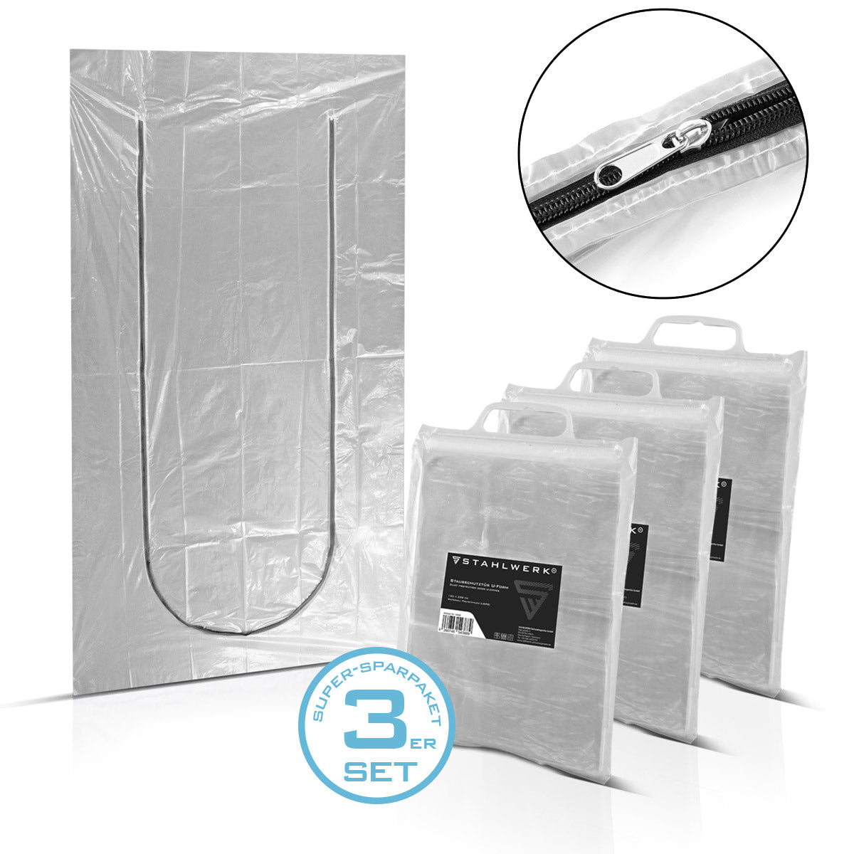 Stahlwerk Staub Protection Porte 3 Set Us-Shape Dust Porte / Dirt Lock / Dust Curtain avec une fermeture à glissière intégrée