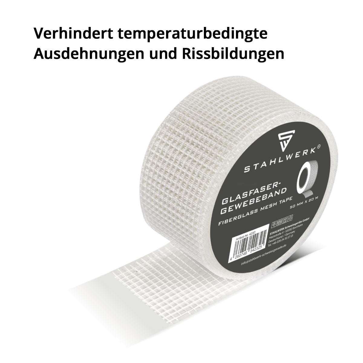 Nastro tessuto in fibra di vetro in vetro in vetro 2 set 20 m x 50 mm, nastro articolare a secco autoadesivo / striscia di angolo di merluzzo / striscia di rinforzo con struttura a griglia per lavoro di riempimento