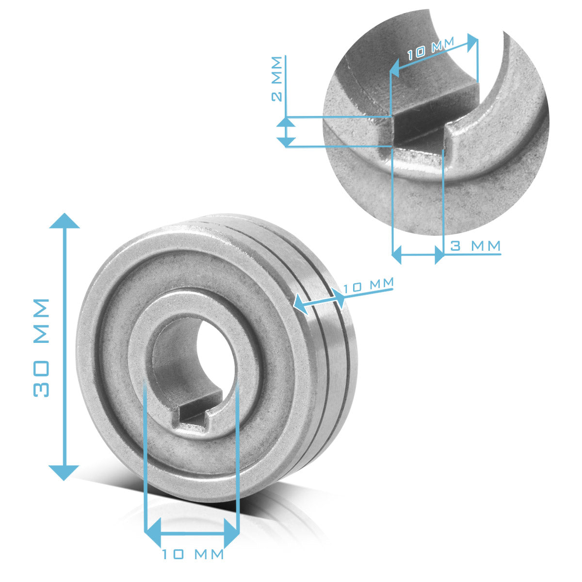 STAHLWERK 2er Set Drahtführungsrolle / Drahtvorschubrolle mit 0,6 / 0,8 mm V-Profil und 1,0 / 1,2 mm U-Profil zum Schweißen von Aluminium, Fülldraht und Massivdraht mit MIG MAG Schweißgeräten