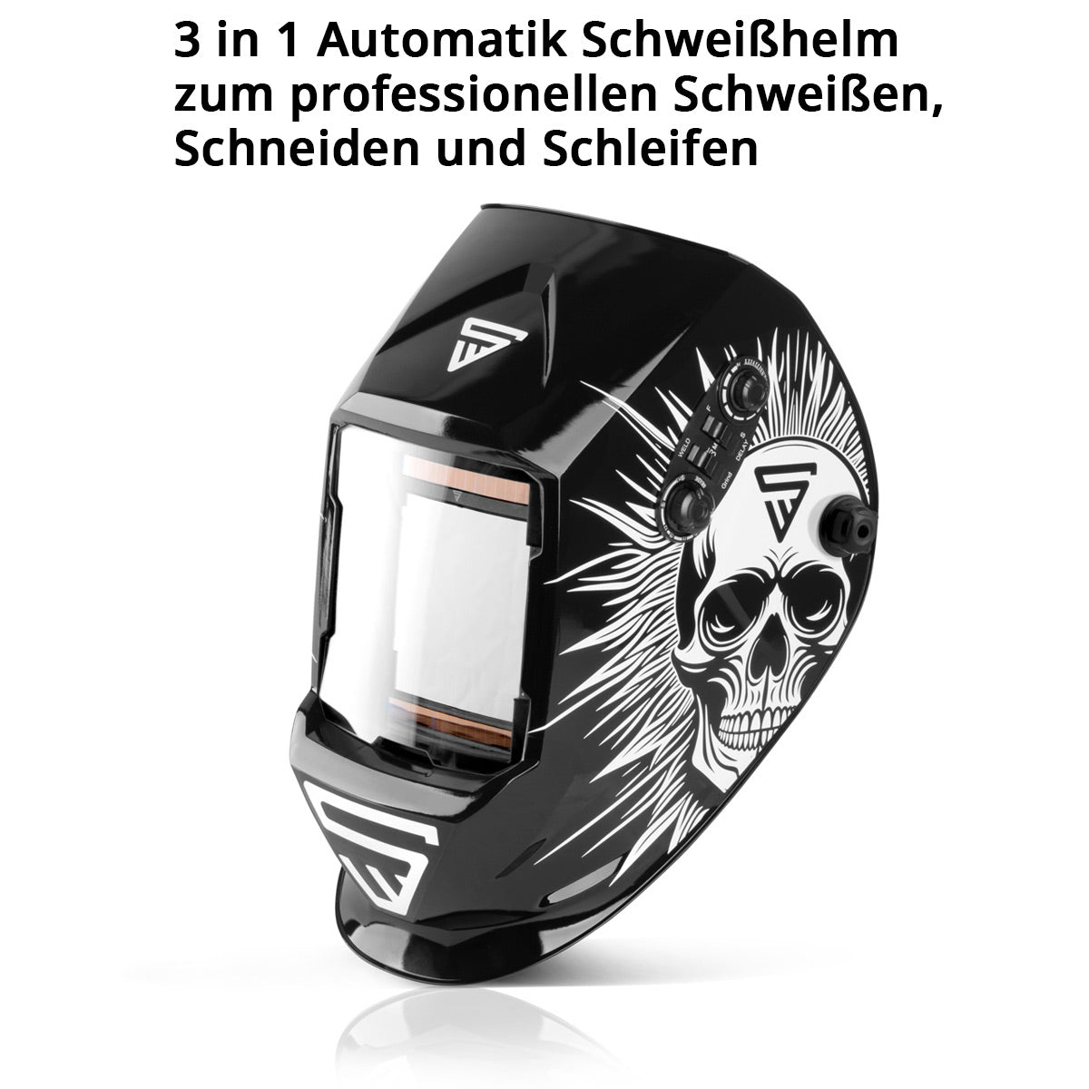STAHLWERK 3 in 1 Automatik Schweisshelm ST-990 SE "Sonderedition Skull" Real Colour Helm | Schweißschirm | Schweißmaske | Schweißschild zum professionellen Schweißen, Schneiden und Schleifen