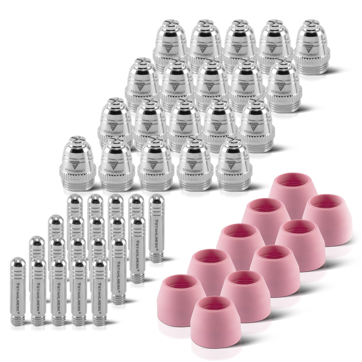 Steelworks AG-60 Plasma accessories set 50-part, wearing parts plasmadüsen + electrodes + ceramic caps for AG-60 / SG-55 CUT plasma cutter burner