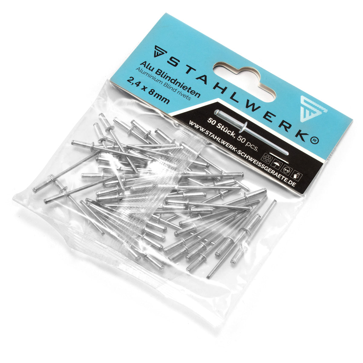 STAHLWERK 4er Set Alu-Blindnieten 2,4 x 8 mm + 3,2 x 10 mm + 4 x 12,7 mm + 4,8 x 16 mm je 50 Stück