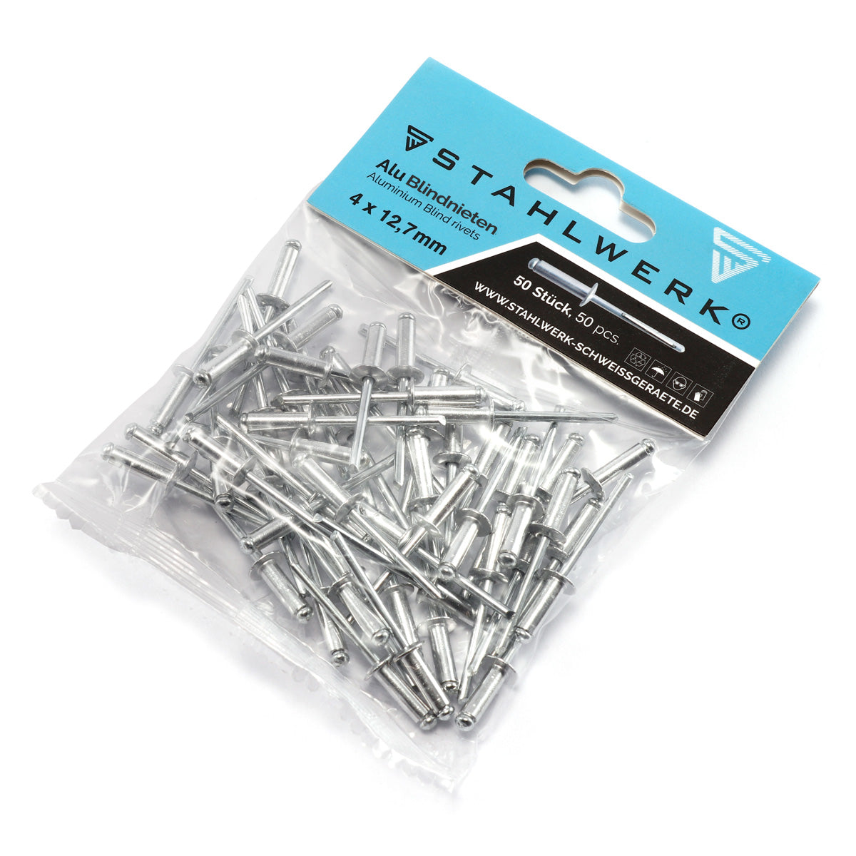 STAHLWERK 4er Set Alu-Blindnieten 2,4 x 8 mm + 3,2 x 10 mm + 4 x 12,7 mm + 4,8 x 16 mm je 50 Stück