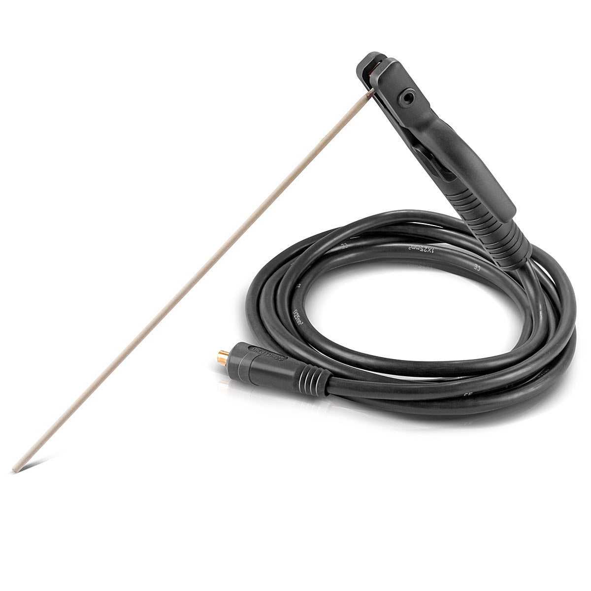 Steelworks MMA | Soporte de electrodo ARC hasta 200 A Alicates de soldadura | Alicates de electrodo | Cuesta de electrodo para dispositivos de soldadura que incluyen un cable de soldadura de 5 m hecho de cobre puro con 25 mm² y enchufe de 9 mm