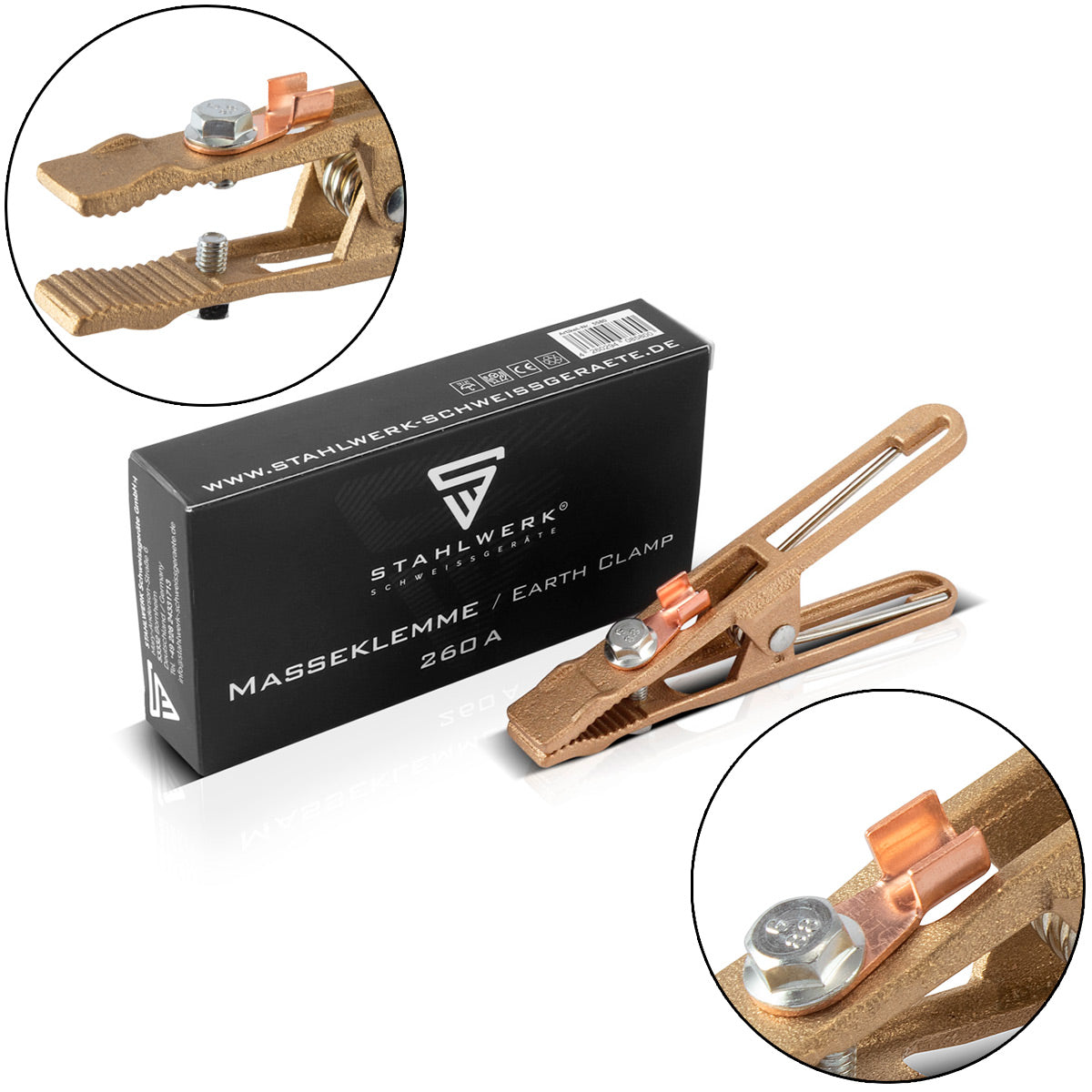 Steelworks Mass pliers and mass jugs - high -quality grounding clamps up to 260 A from fully measuring for welding equipment and plasma cutter