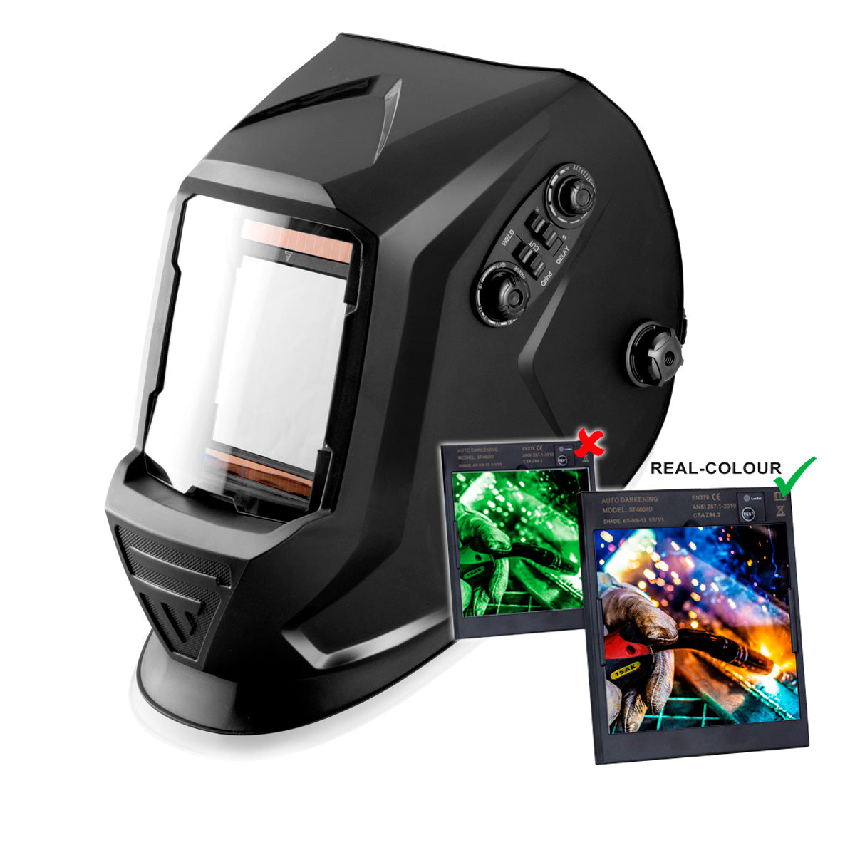Stahlwerk ST-990 XTC full automatic real color, welding helmet with 3 in 1 function, matt black