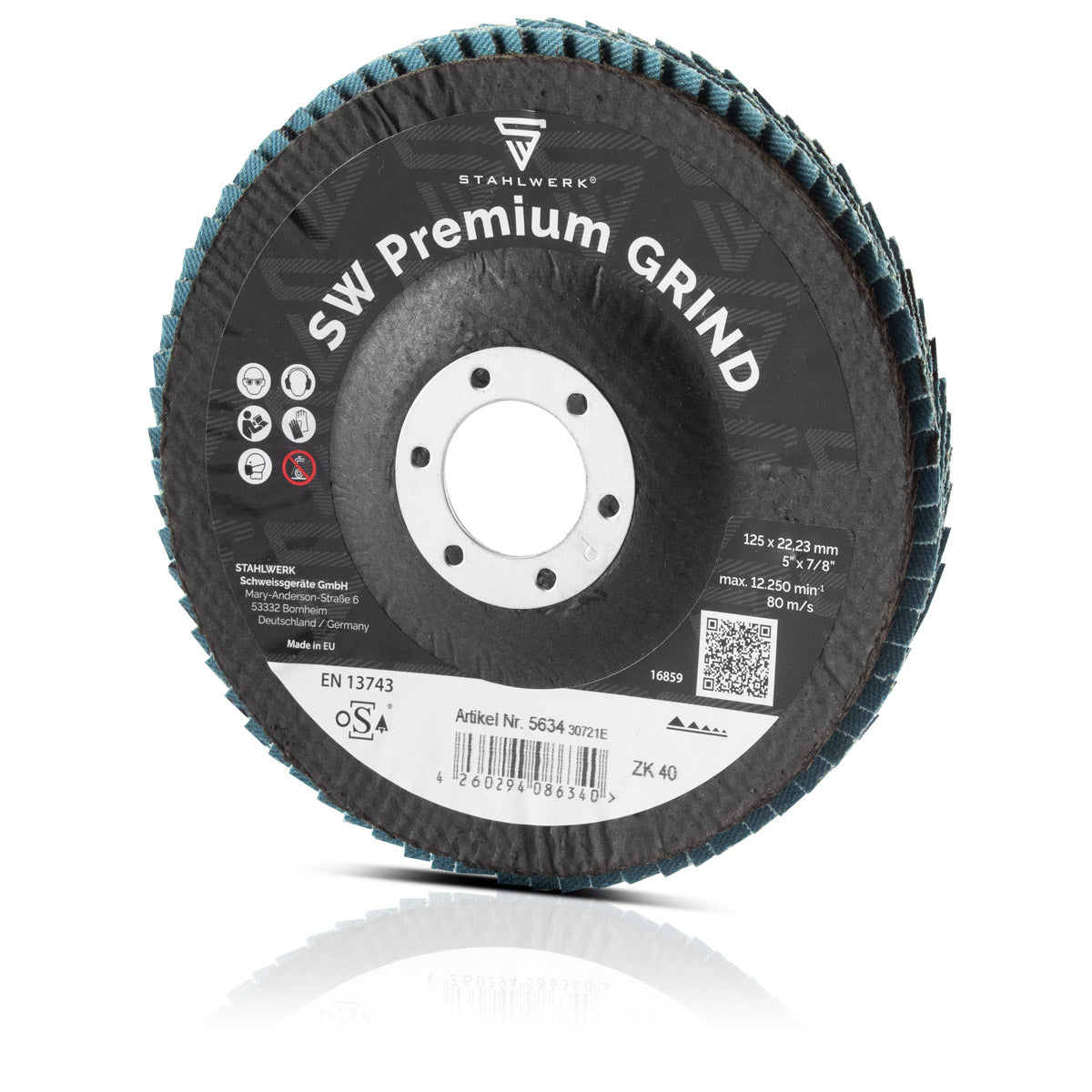 Acciaio in acciaio Macinatura premium P40 Vel e Lamella Fetta della ruota di macinazione Ø125 mm 10 set