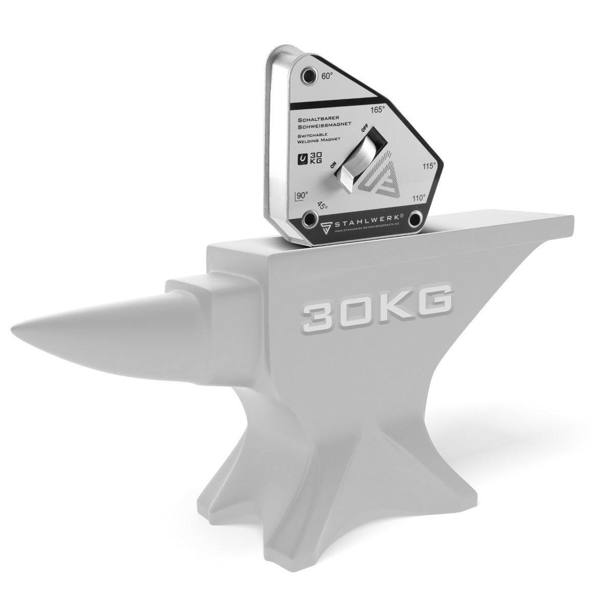 STAHLWERK Magnet-Schweißwinkel Magnetwinkel Schweißmagnet schaltbar 45° bis 165° 30 kg / 66 lbs