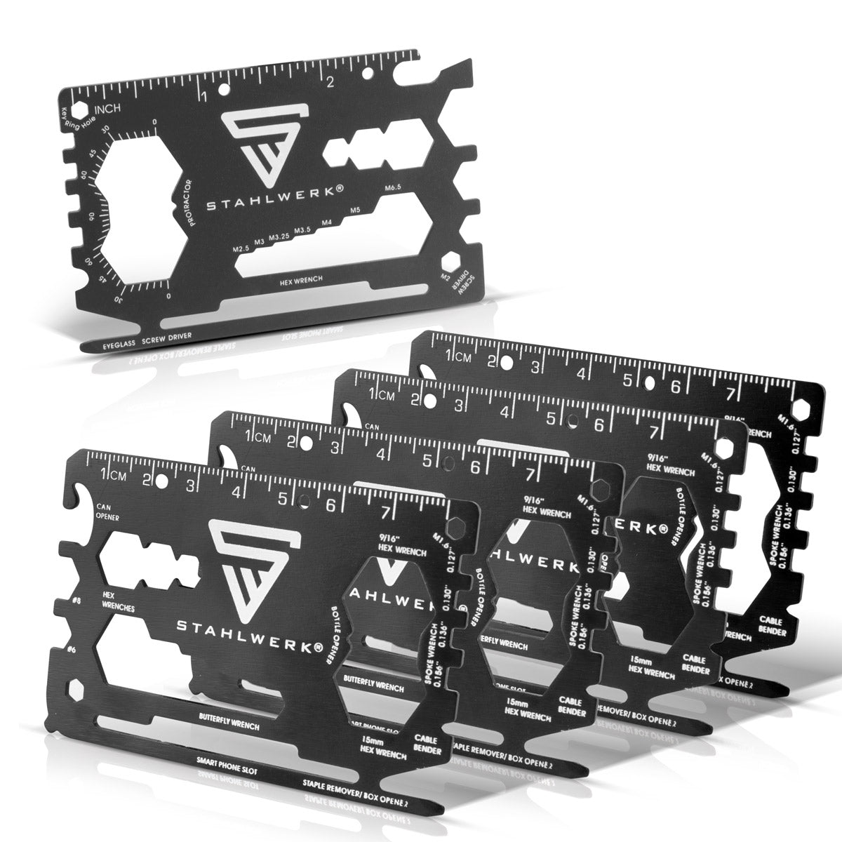 STAHLWERK Toolcard 18 in 1 Multifunktionswerkzeug in Kartengröße 5er Set